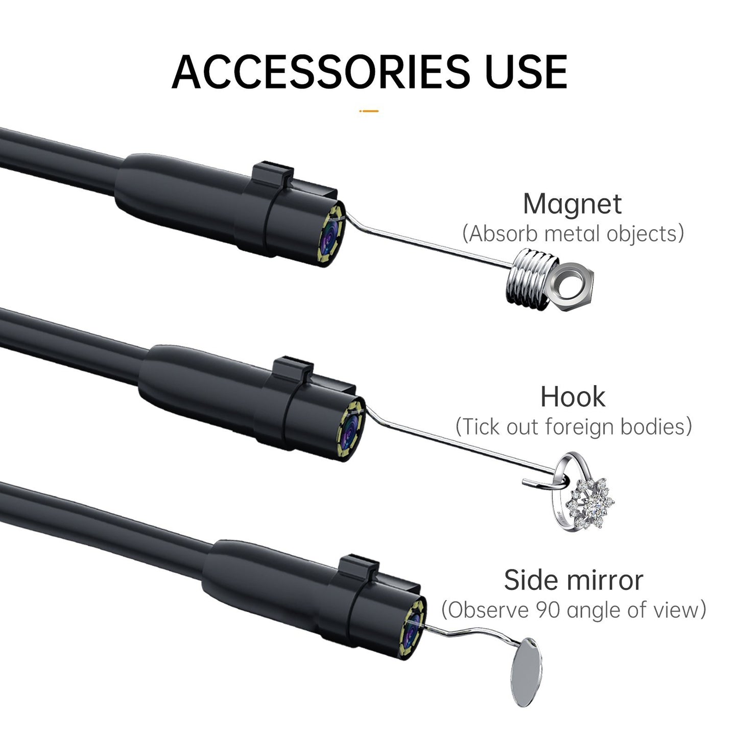 1080P HD Dual Lens Industrial Borescope Camera with 10m Flexible Cable, IP67 Waterproof, 9 LED Lights