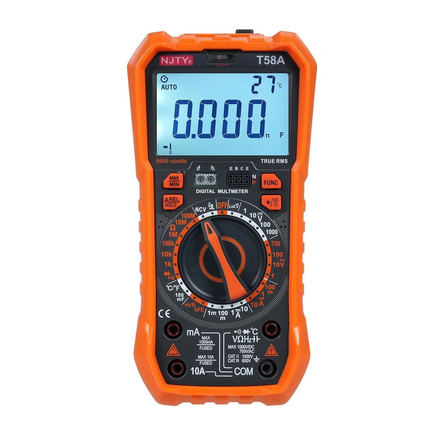 NJTY T58A 9999 Counts Digital Multimeter - Professional AC/DC Voltage, Capacitance Electrician Tool