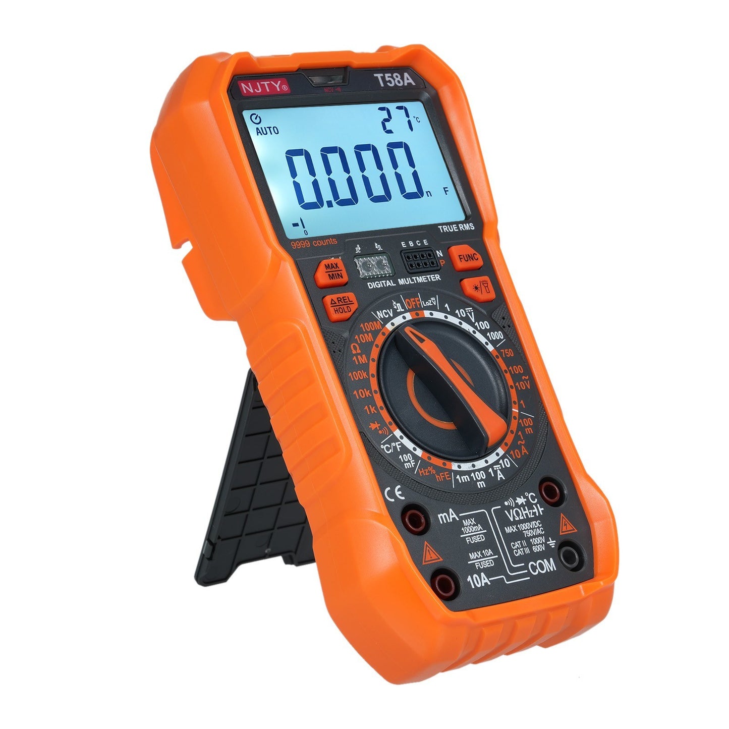 NJTY T58A 9999 Counts Digital Multimeter - Professional AC/DC Voltage, Capacitance Electrician Tool