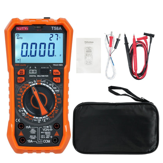 NJTY T58A 9999 Counts Digital Multimeter - Professional AC/DC Voltage, Capacitance Electrician Tool