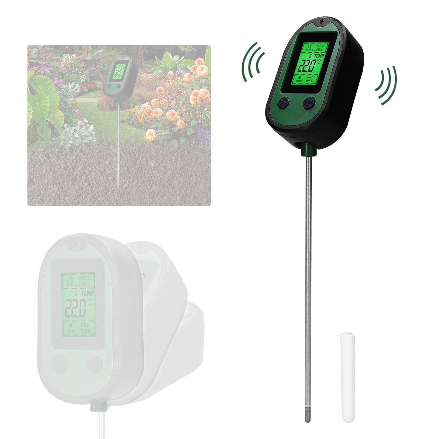 4-in-1 Soil Tester: pH, Moisture, Temperature & Sunlight Detector for Garden and Plant Care
