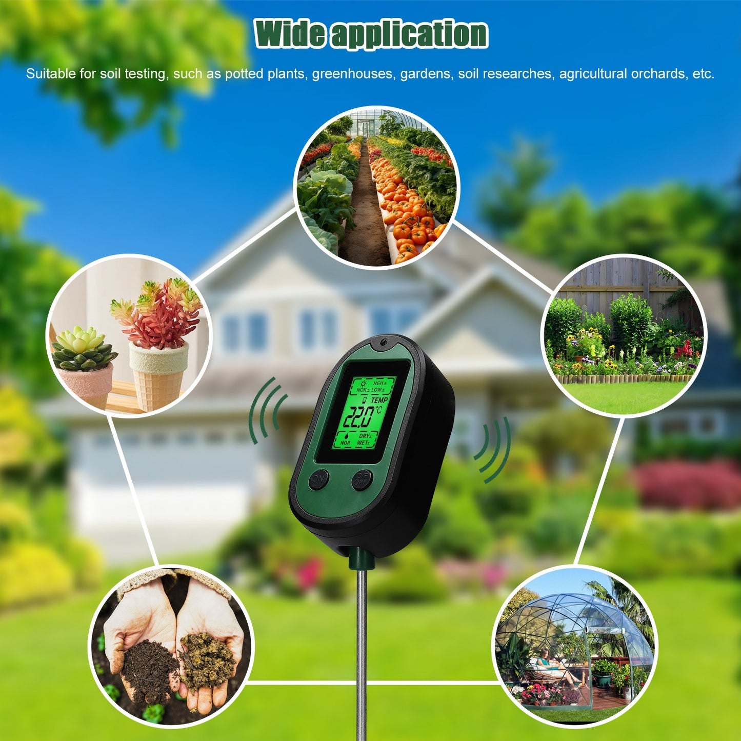 4-in-1 Soil Tester: pH, Moisture, Temperature & Sunlight Detector for Garden and Plant Care