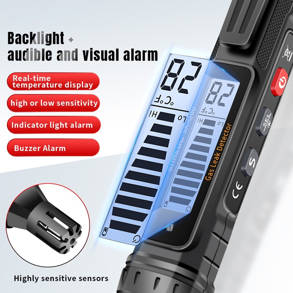 Portable Combustible Gas Leak Detector with Sound and Light Alarm