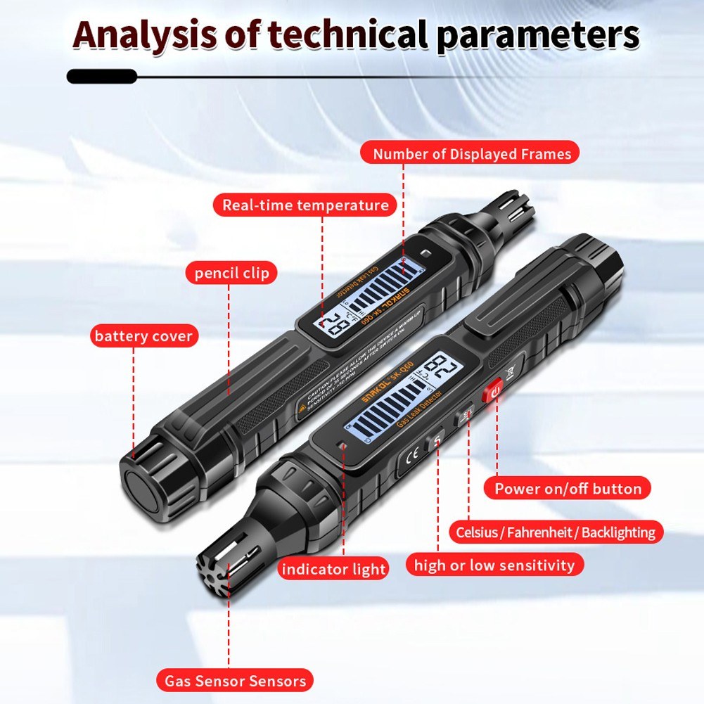 Portable Combustible Gas Leak Detector with Sound and Light Alarm