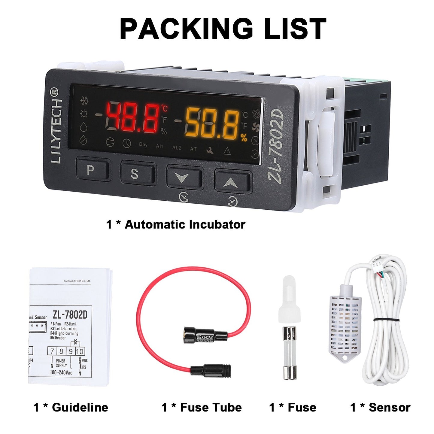 Automatic Egg Incubator with Digital Temperature and Humidity Controller - ZL-7802D PID Thermostat