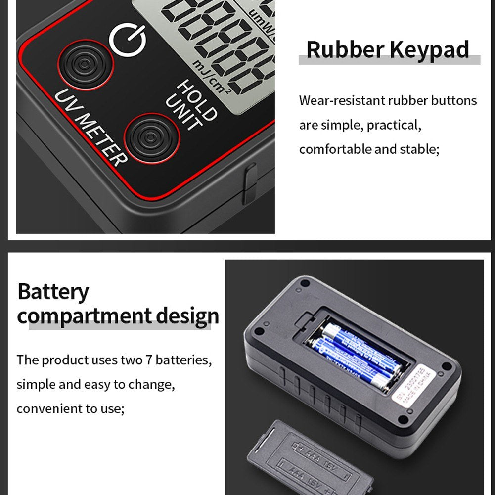 Portable High-Precision UV Illuminance Meter with LCD Display, Data Hold & Auto Shutdown