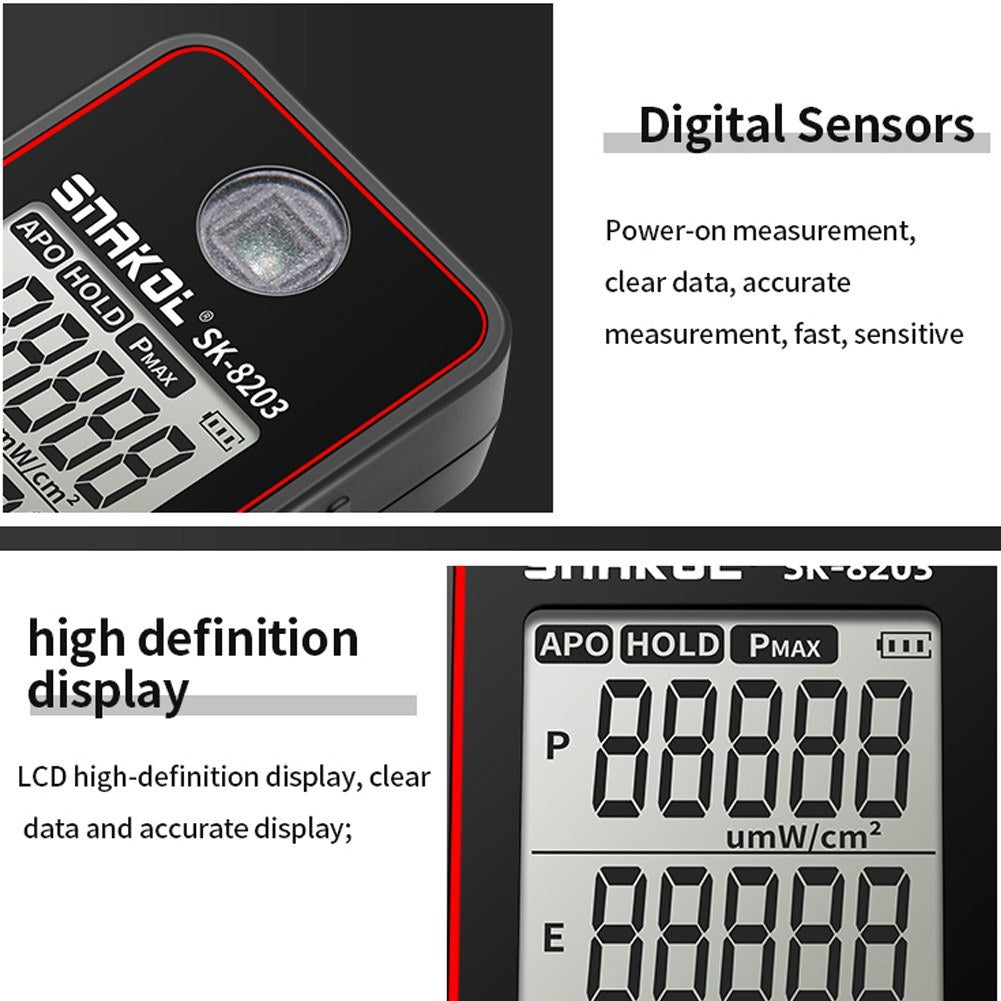 Portable High-Precision UV Illuminance Meter with LCD Display, Data Hold & Auto Shutdown