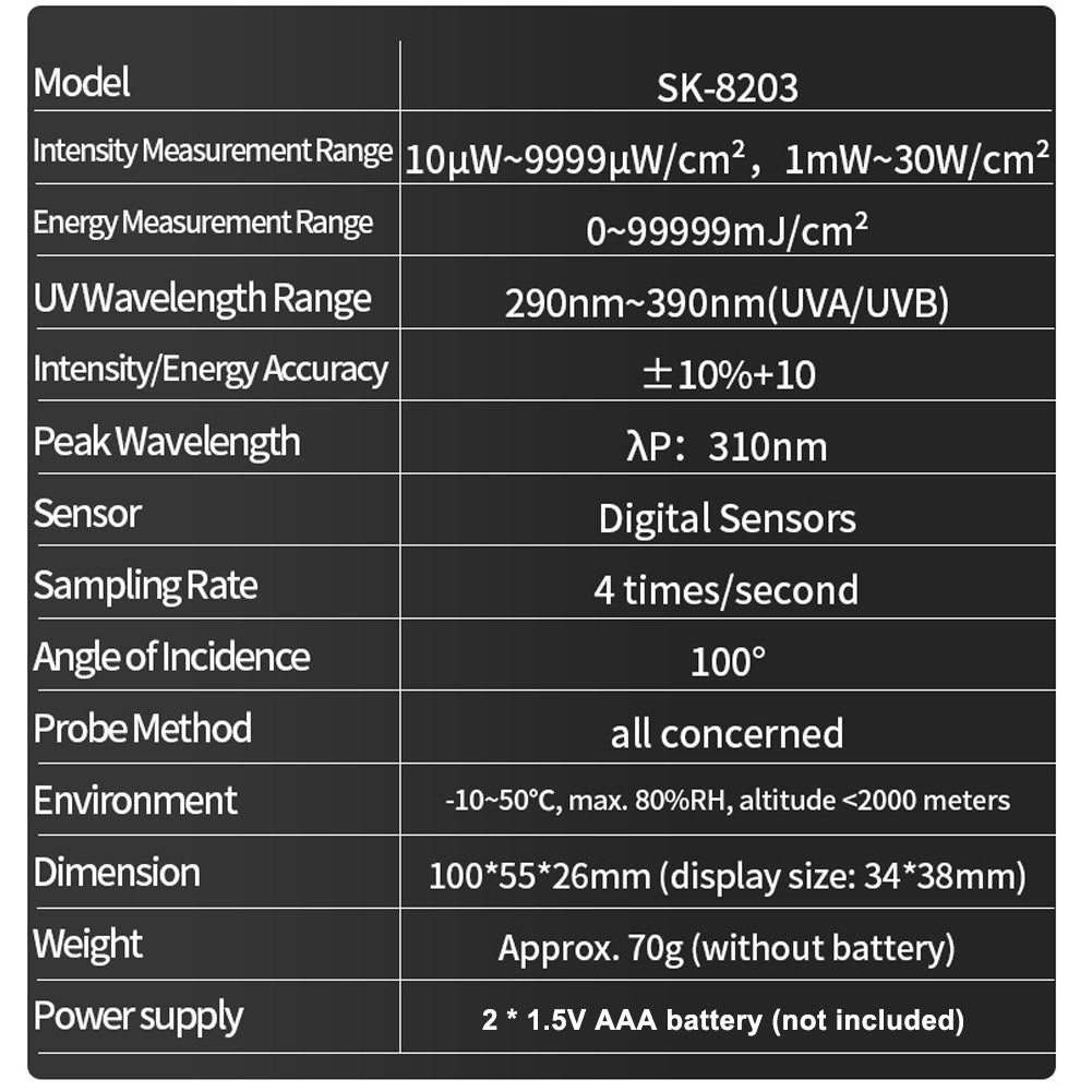 Portable High-Precision UV Illuminance Meter with LCD Display, Data Hold & Auto Shutdown