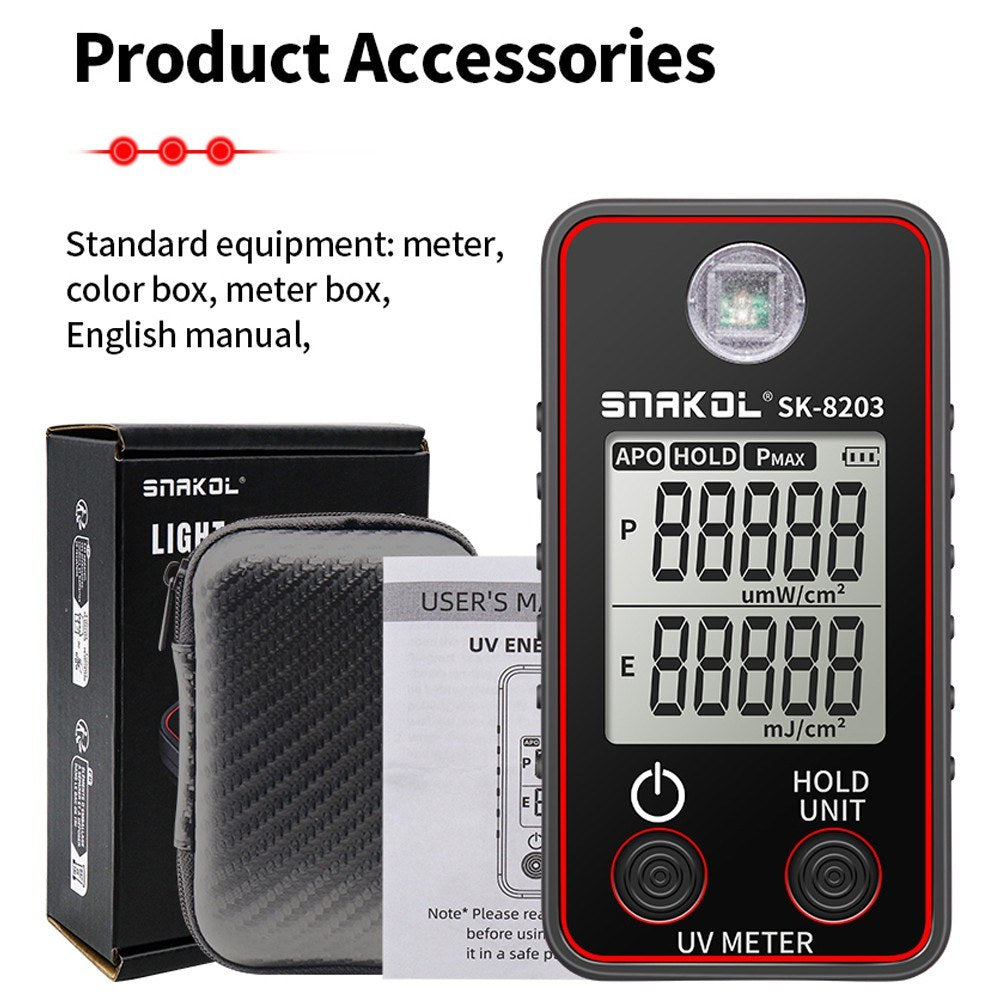 Portable High-Precision UV Illuminance Meter with LCD Display, Data Hold & Auto Shutdown