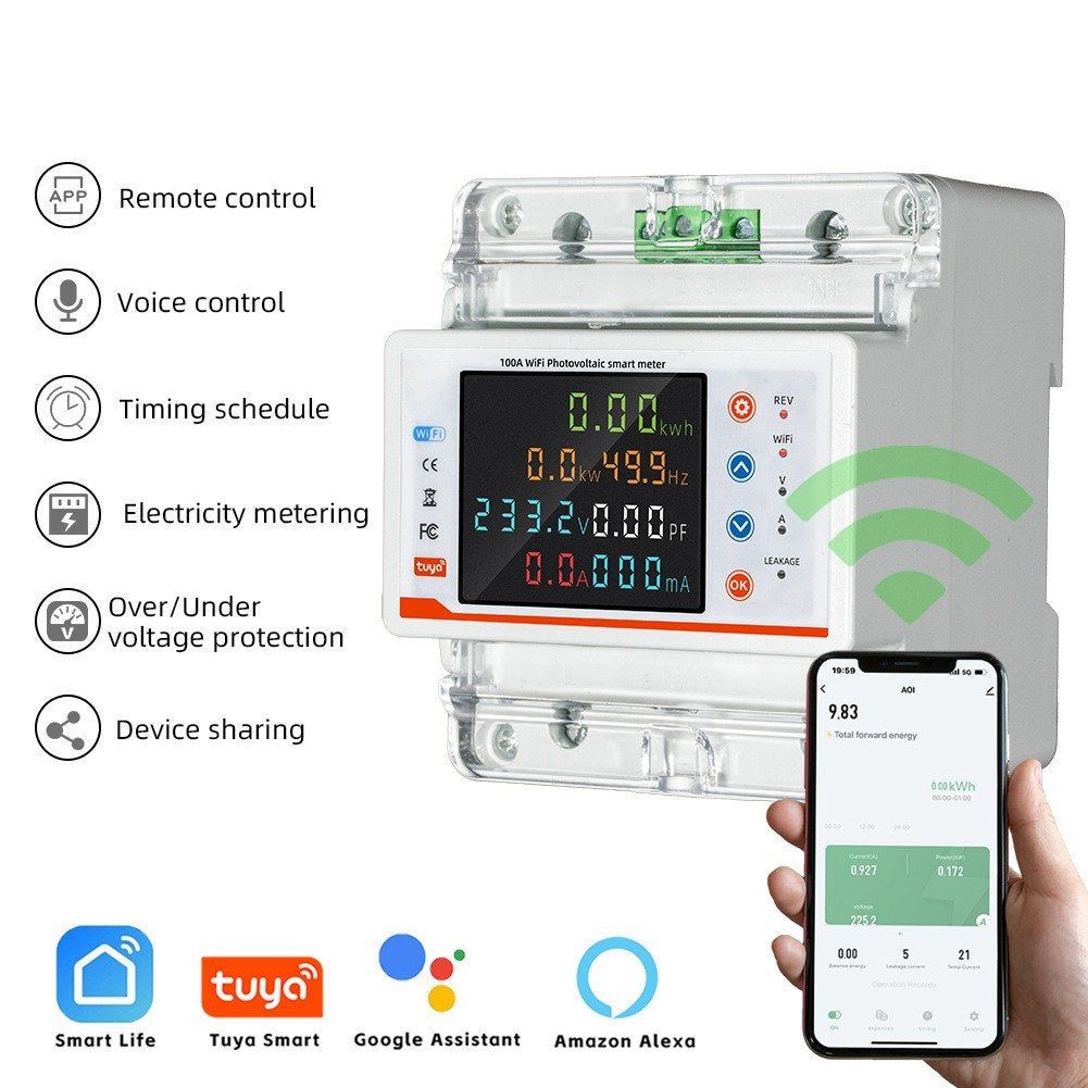 Tuya Smart WiFi Circuit Breaker with Metering, Reclosure, Timing, and Voice Control via Alexa/Google Assistant