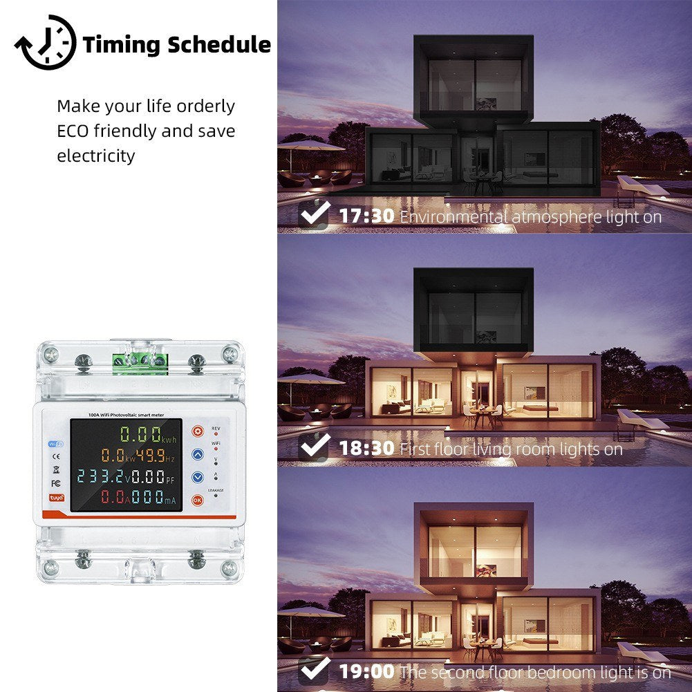 Tuya Smart WiFi Circuit Breaker with Metering, Reclosure, Timing, and Voice Control via Alexa/Google Assistant
