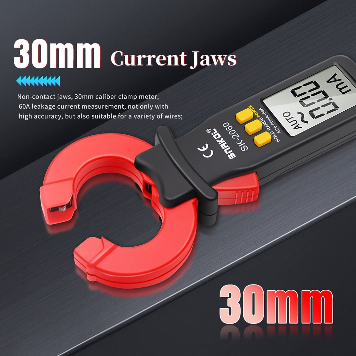 Auto-Ranging Digital Clamp Meter, 3.5-Digit, High Precision AC Measurement Tool, 30mm Jaw, Data Hold, Auto Power Off for Electrical & Technical Use
