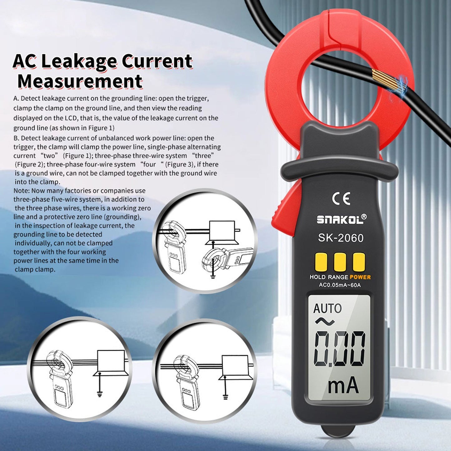 Auto-Ranging Digital Clamp Meter, 3.5-Digit, High Precision AC Measurement Tool, 30mm Jaw, Data Hold, Auto Power Off for Electrical & Technical Use