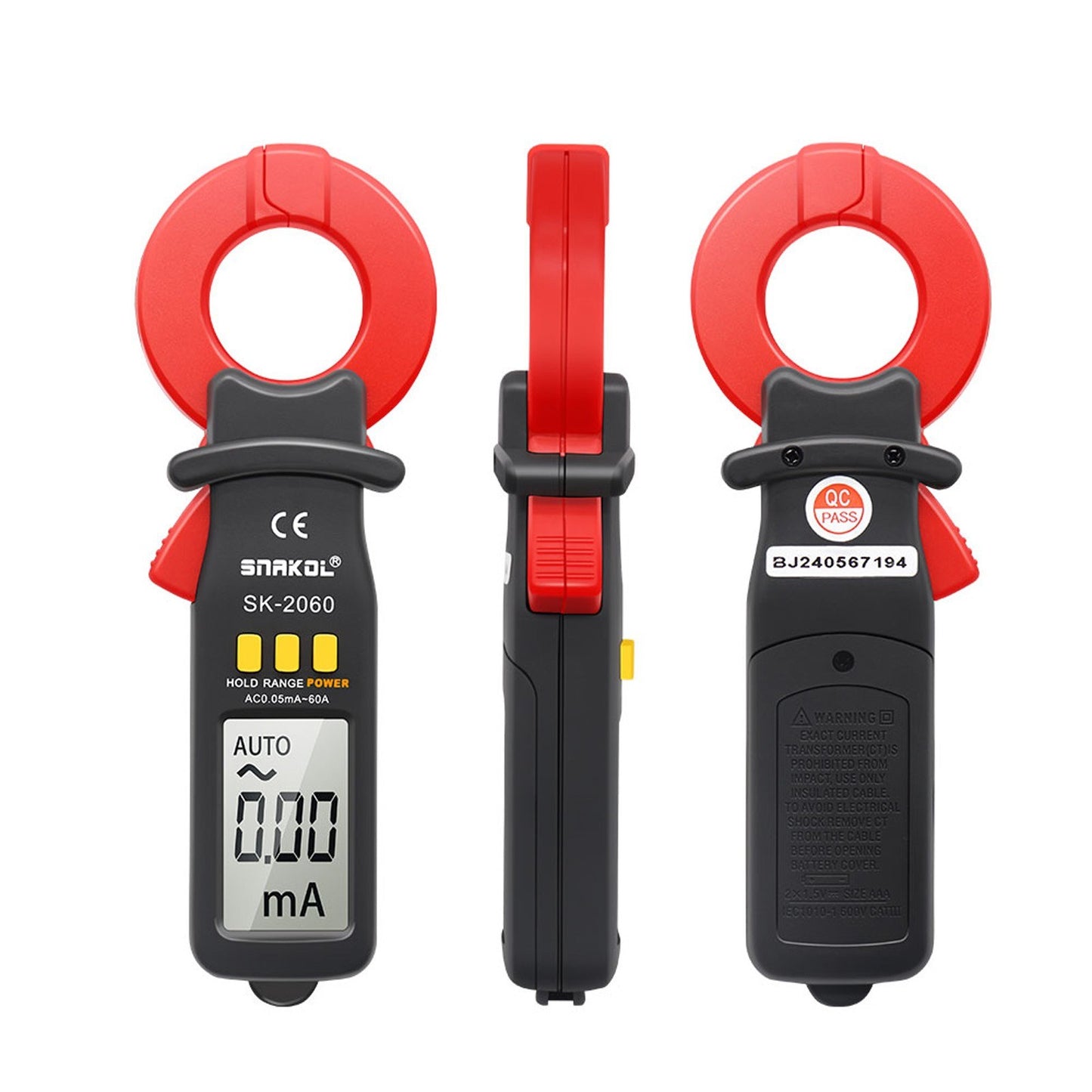 Auto-Ranging Digital Clamp Meter, 3.5-Digit, High Precision AC Measurement Tool, 30mm Jaw, Data Hold, Auto Power Off for Electrical & Technical Use