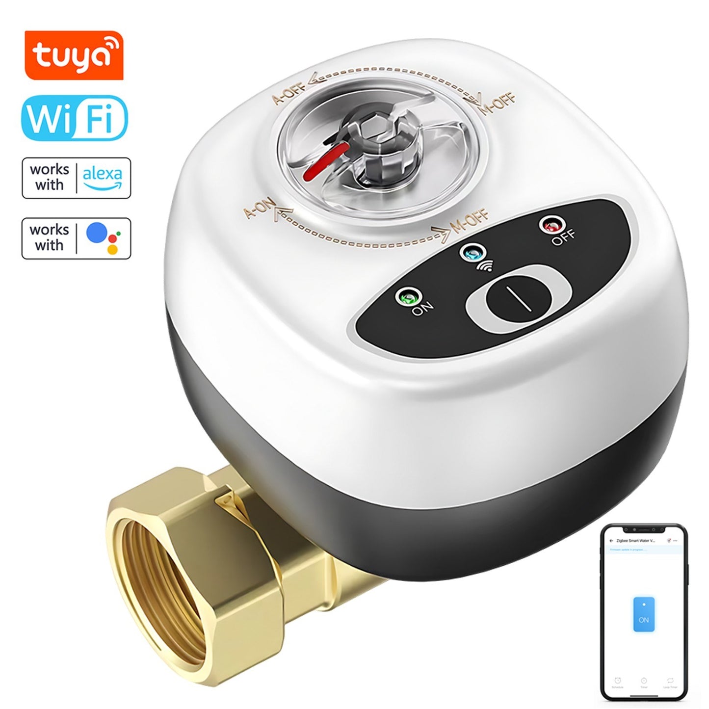 Smart WiFi Water Valve: Automatic IP65 Waterproof Ball Valve with Alexa & Google Assistant Voice Control