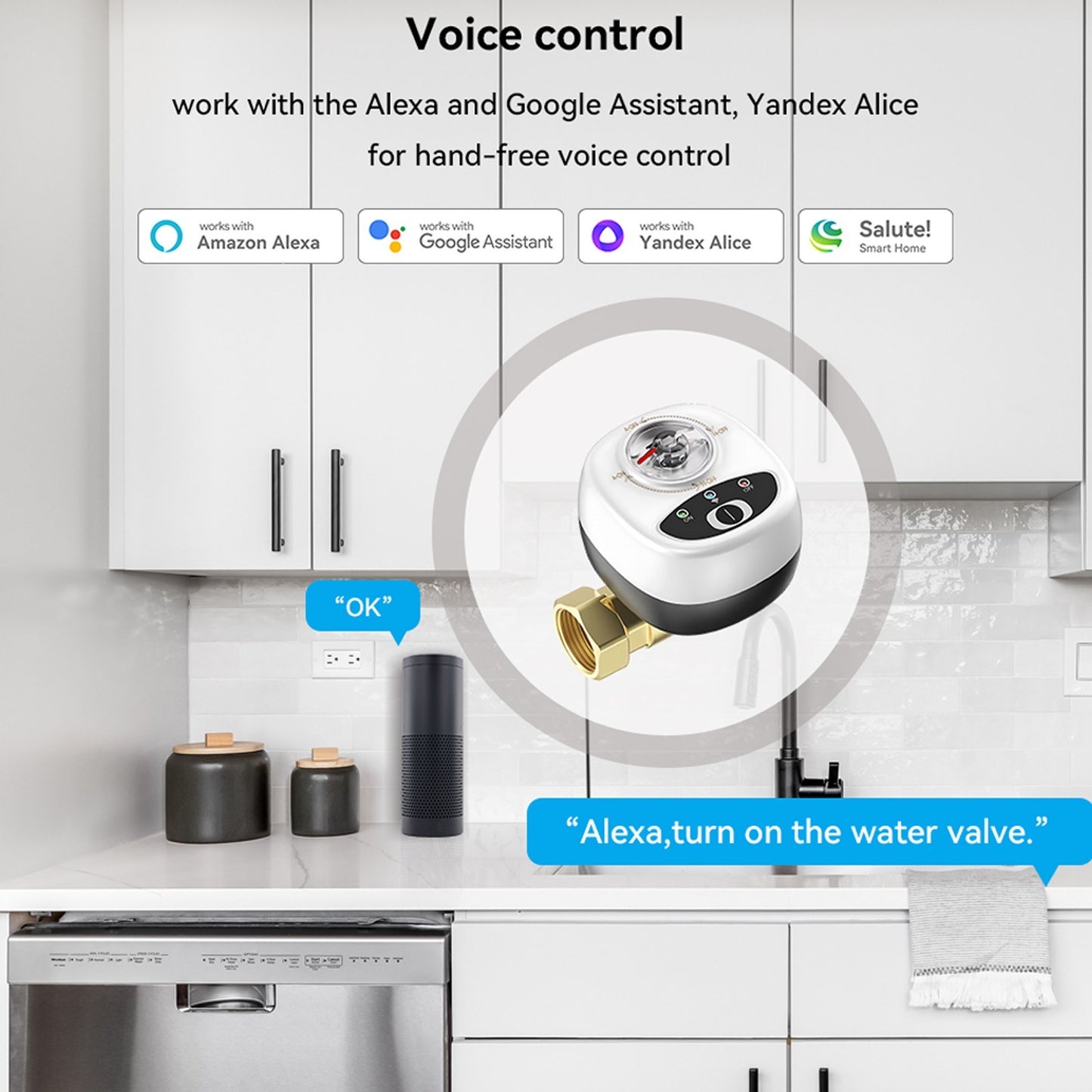 Smart WiFi Water Valve: Automatic IP65 Waterproof Ball Valve with Alexa & Google Assistant Voice Control