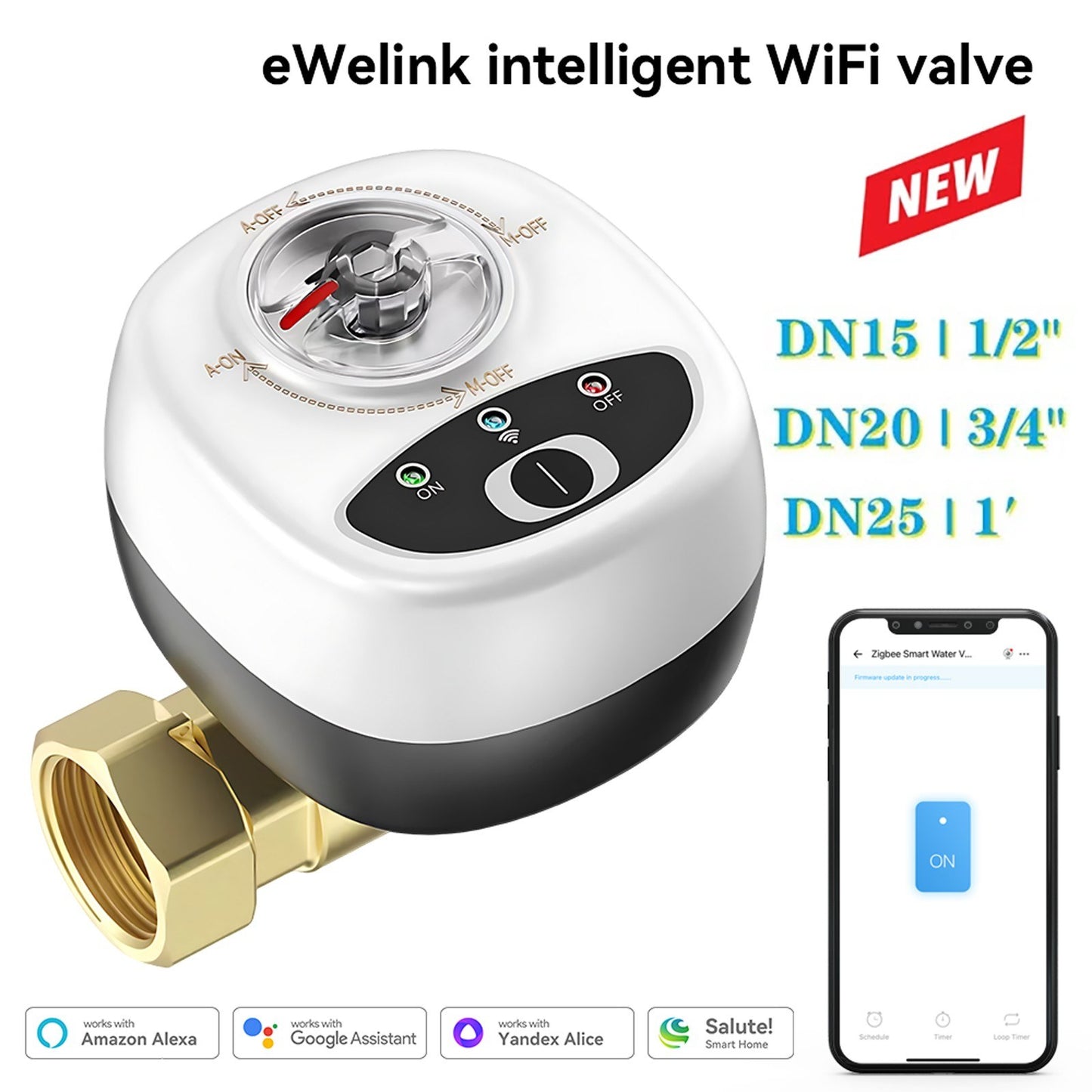 Smart WiFi Water Valve: Automatic IP65 Waterproof Ball Valve with Alexa & Google Assistant Voice Control