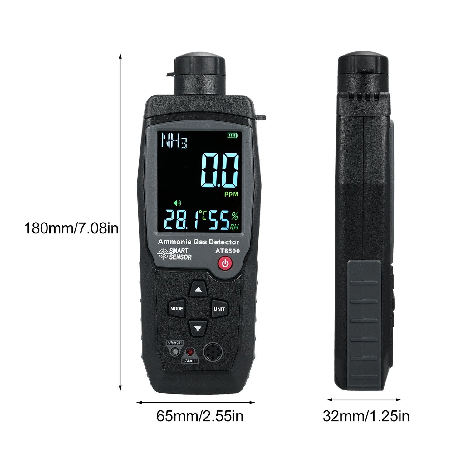 Ammonia Gas Detector NH3 Tester 0-100PPM with Large LCD Display - SMART SENSOR Handheld Digital Meter