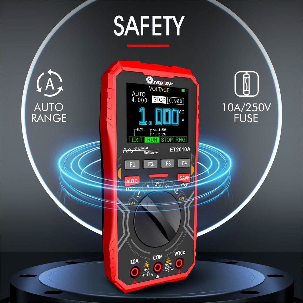 Handheld 2-in-1 Digital Oscilloscope Multimeter, 1MHz Bandwidth, 2.5Msps Sampling, Data Storage for DIY & Electronics Testing