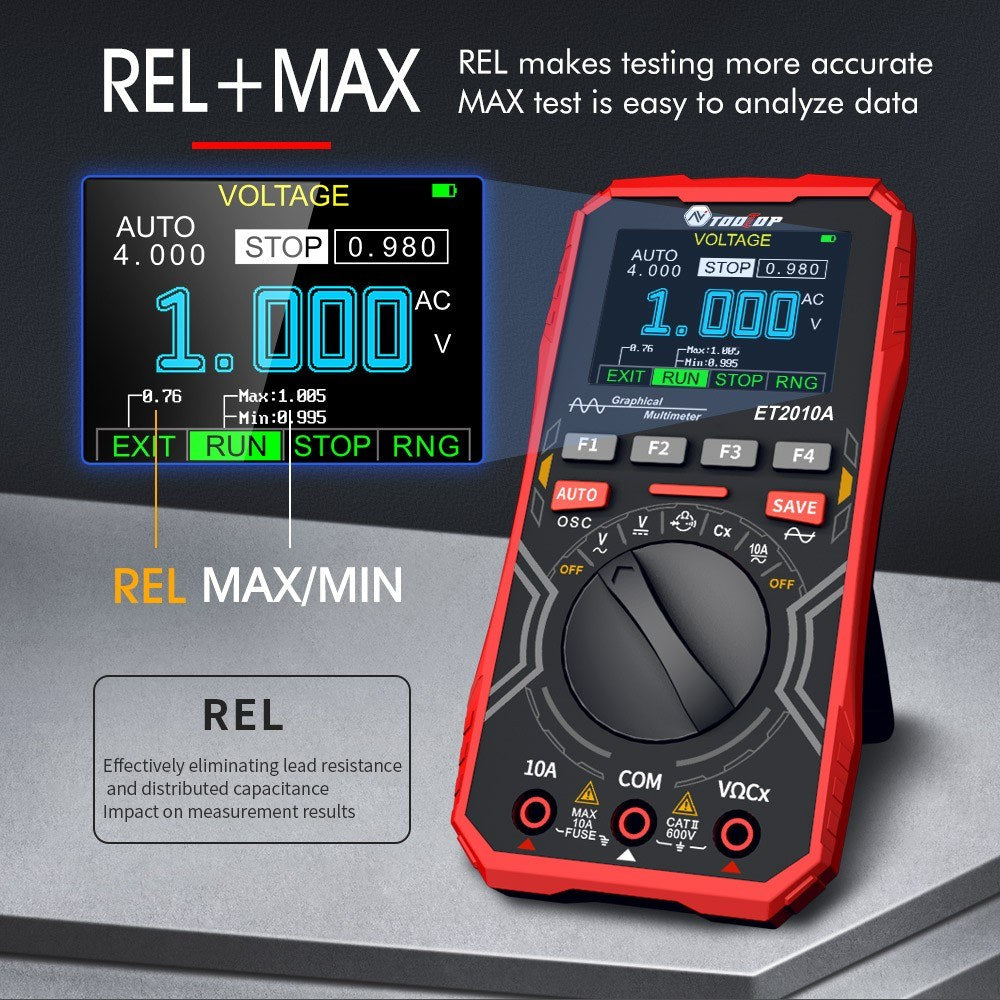 Handheld 2-in-1 Digital Oscilloscope Multimeter, 1MHz Bandwidth, 2.5Msps Sampling, Data Storage for DIY & Electronics Testing