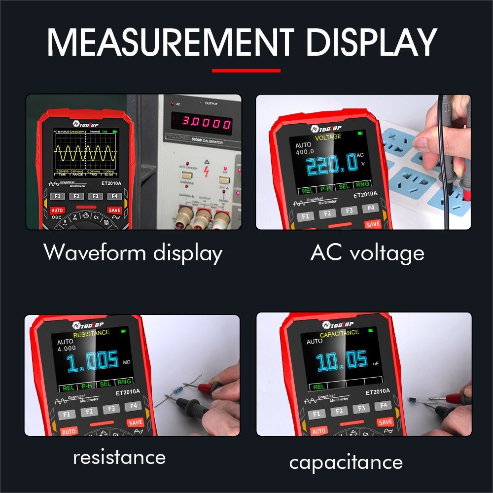 Handheld 2-in-1 Digital Oscilloscope Multimeter, 1MHz Bandwidth, 2.5Msps Sampling, Data Storage for DIY & Electronics Testing