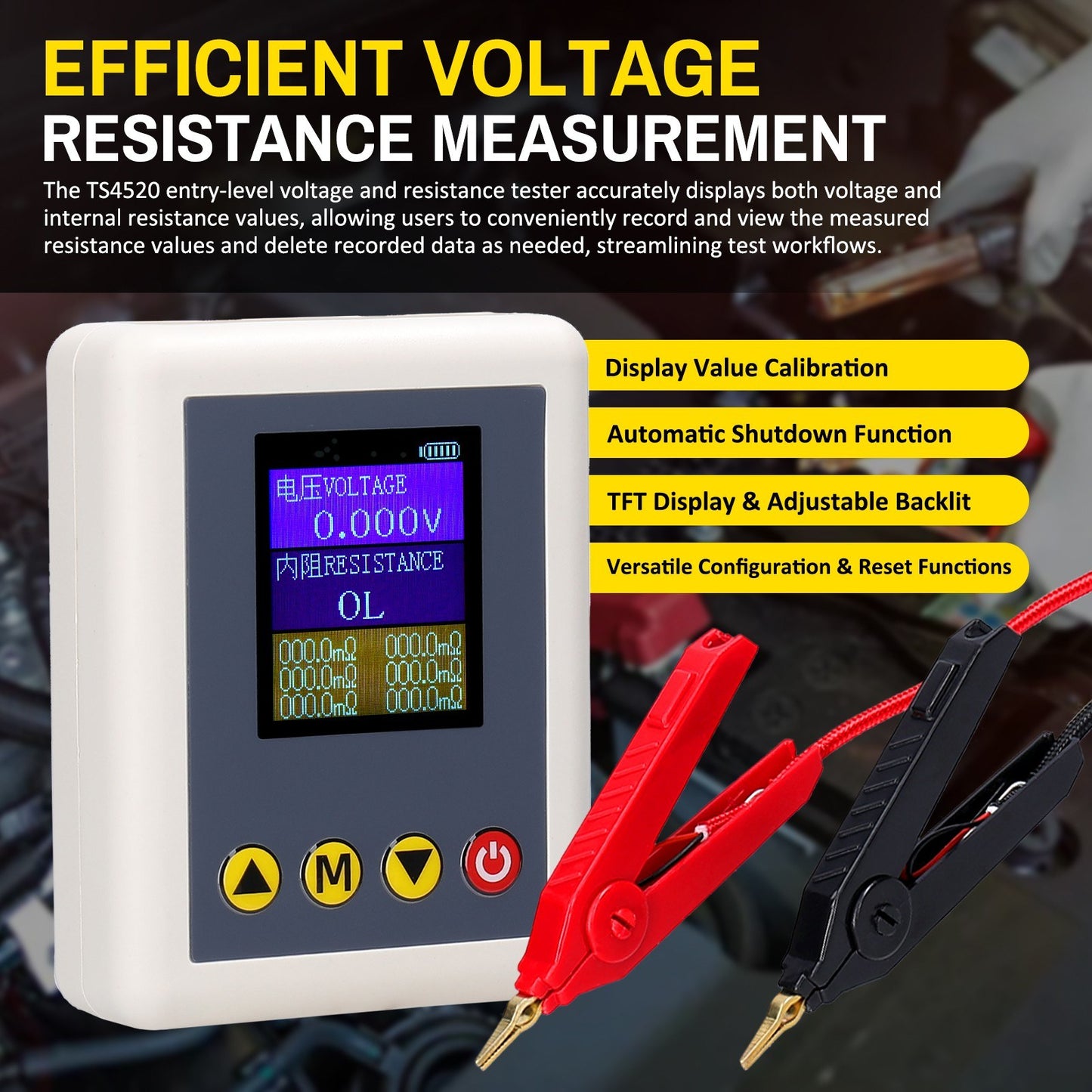 TS4520 Entry-Level AC 4-Wire Kelvin Voltage & Internal Resistance Tester - Professional Meter Device