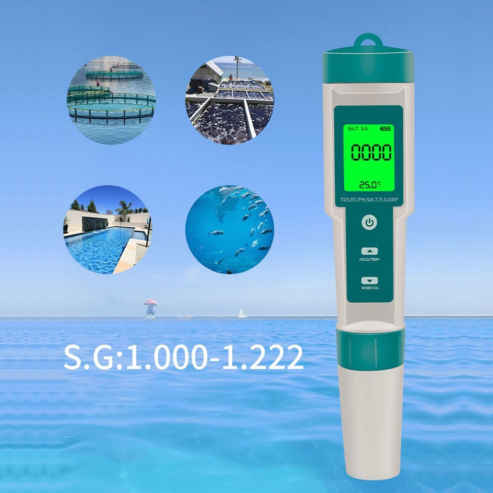 7-in-1 Multifunctional Digital Water Quality Tester | Portable & High Accuracy | PH/TDS/EC/Salinity/ORP/S.G/Temperature Measurement Tool