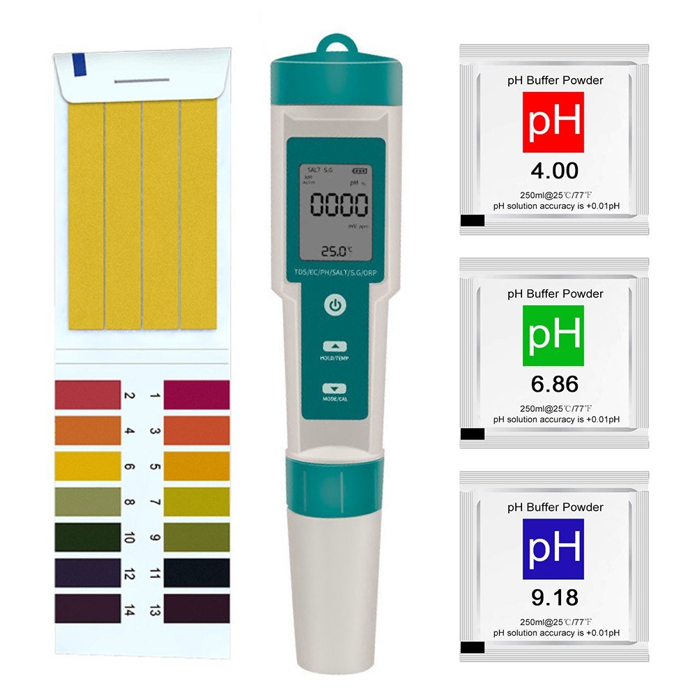 7-in-1 Multifunctional Digital Water Quality Tester | Portable & High Accuracy | PH/TDS/EC/Salinity/ORP/S.G/Temperature Measurement Tool