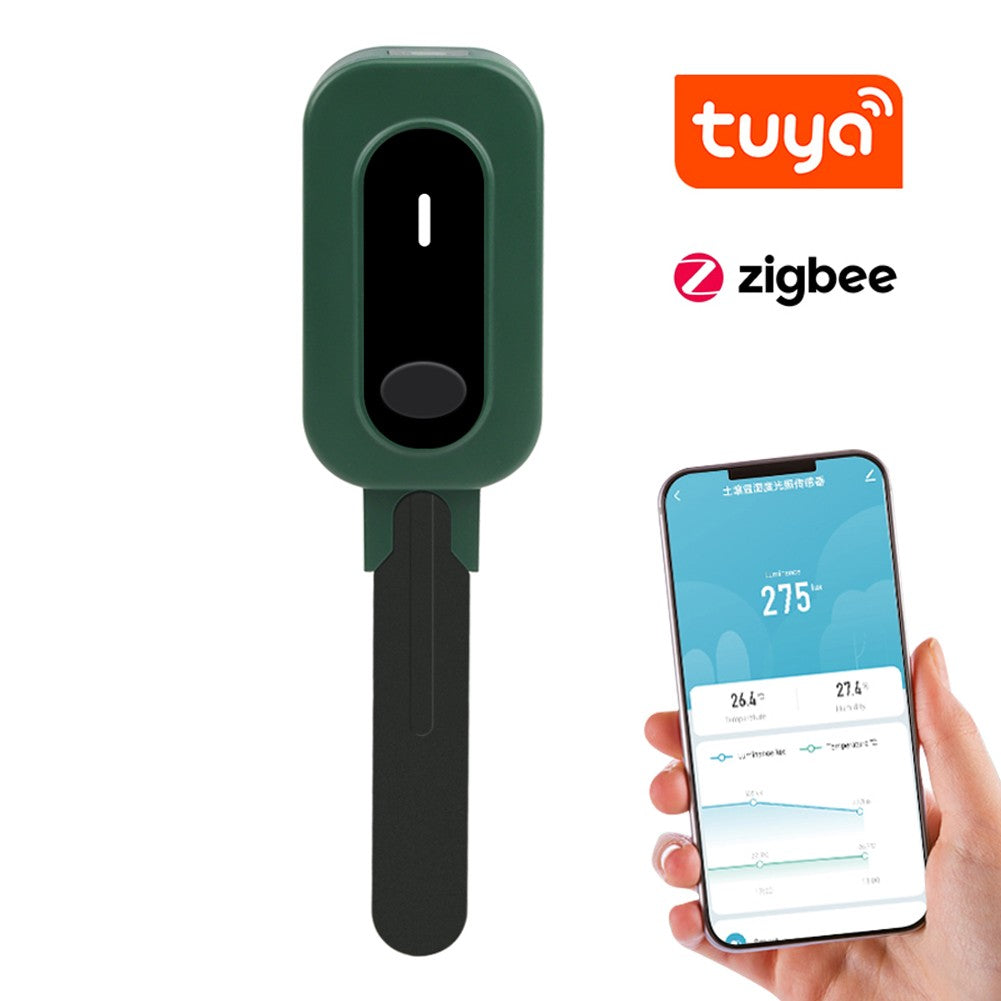 Tuya Zigbee Wireless Soil Moisture, Temperature, Humidity & Sunlight Tester with Mobile App Control - Versatile Gardening Tool for Farmland Planting