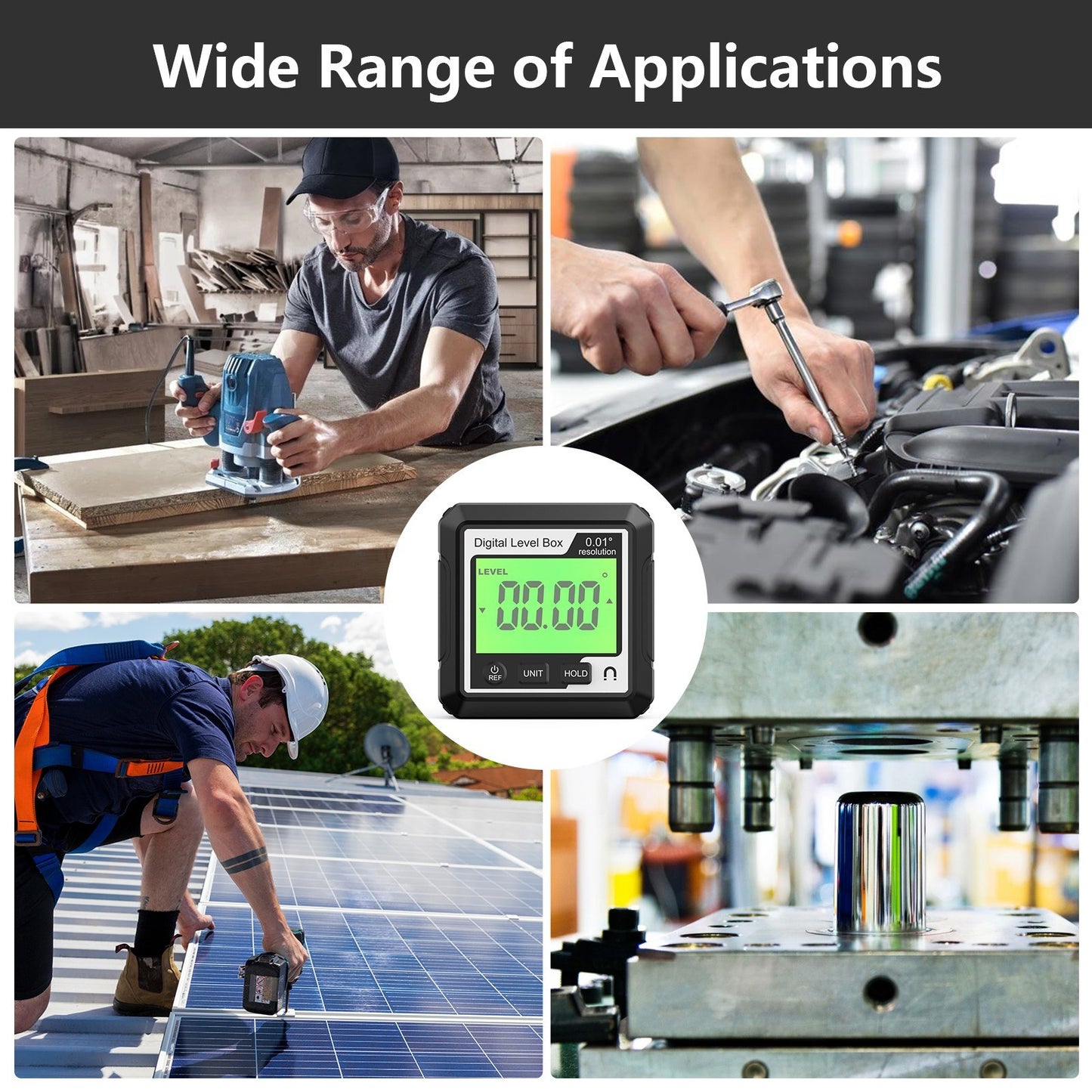 LCD Digital Angle Finder Protractor with Magnetic Base - Precision Level Inclinometer Gauge