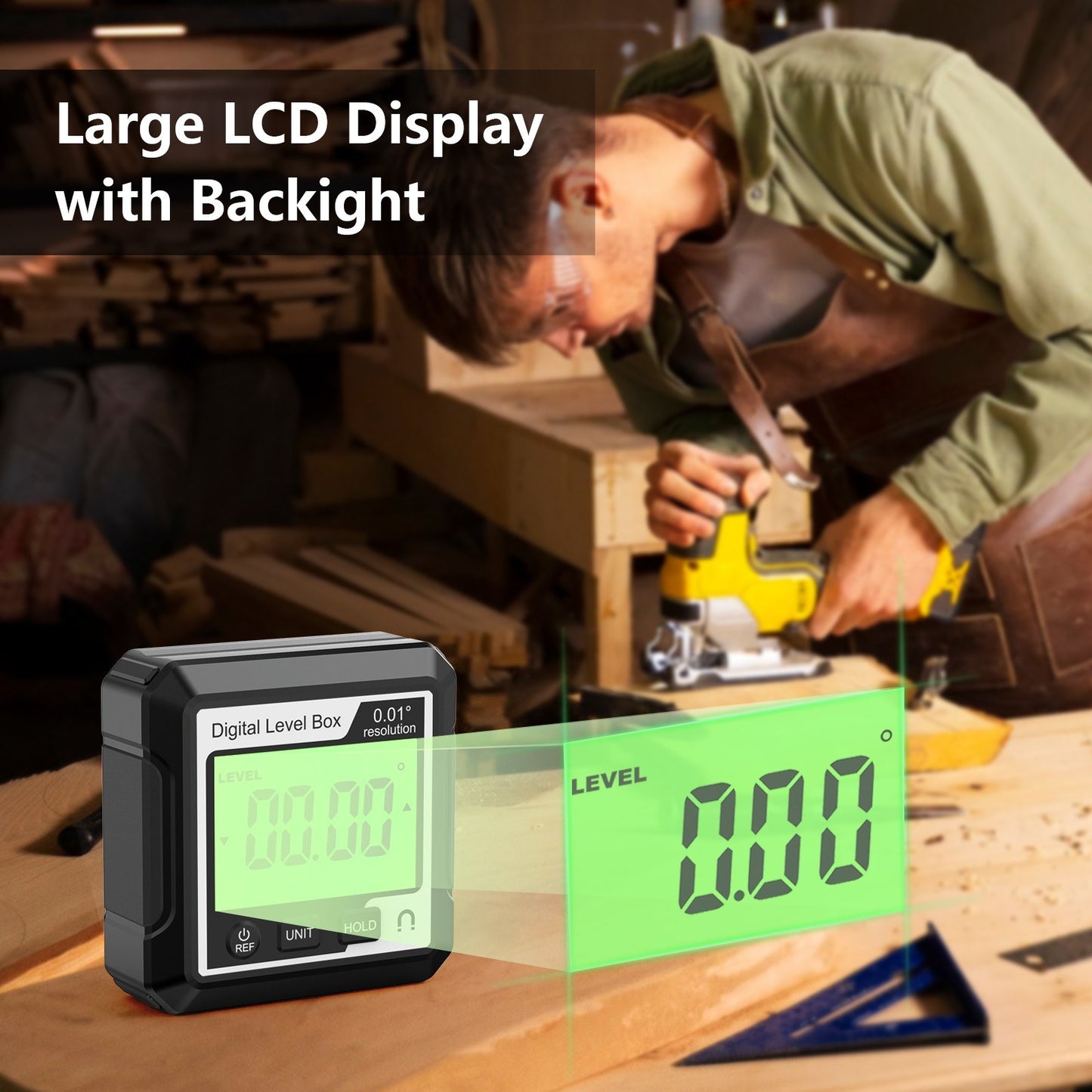 LCD Digital Angle Finder Protractor with Magnetic Base - Precision Level Inclinometer Gauge