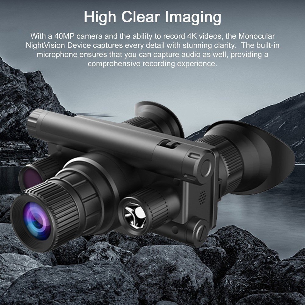 4K Digital Infrared Monocular Night Vision Telescope: 40MP, 600m Range, 5X Optical, 8X Digital Zoom for Outdoor Camping, Hunting, and Boating with Photo/Video Recording