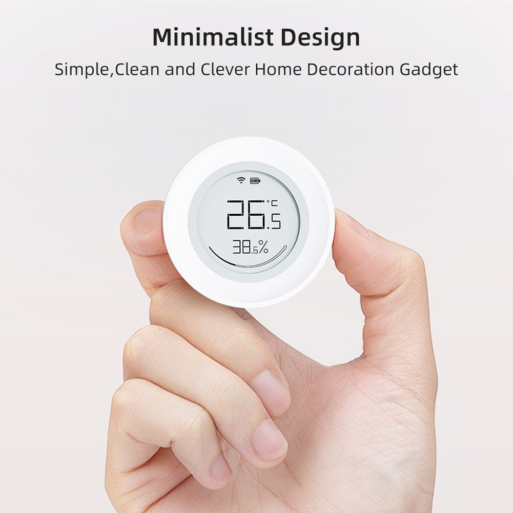Tuya ZigBee Smart Temp & Humidity Sensor | E-ink Display Hygrometer | Compatible with Google Home & Alexa | Portable for Home & Office Use