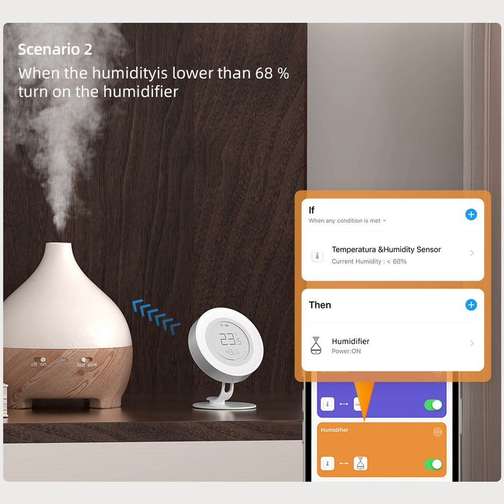 Tuya ZigBee Smart Temp & Humidity Sensor | E-ink Display Hygrometer | Compatible with Google Home & Alexa | Portable for Home & Office Use