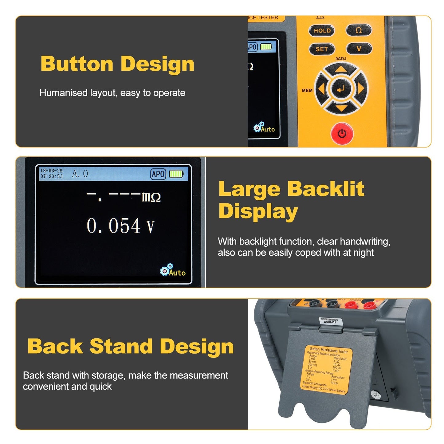 High-Precision SMART SENSOR Battery Voltage & Internal Resistance Tester with USB & Mobile Connectivity