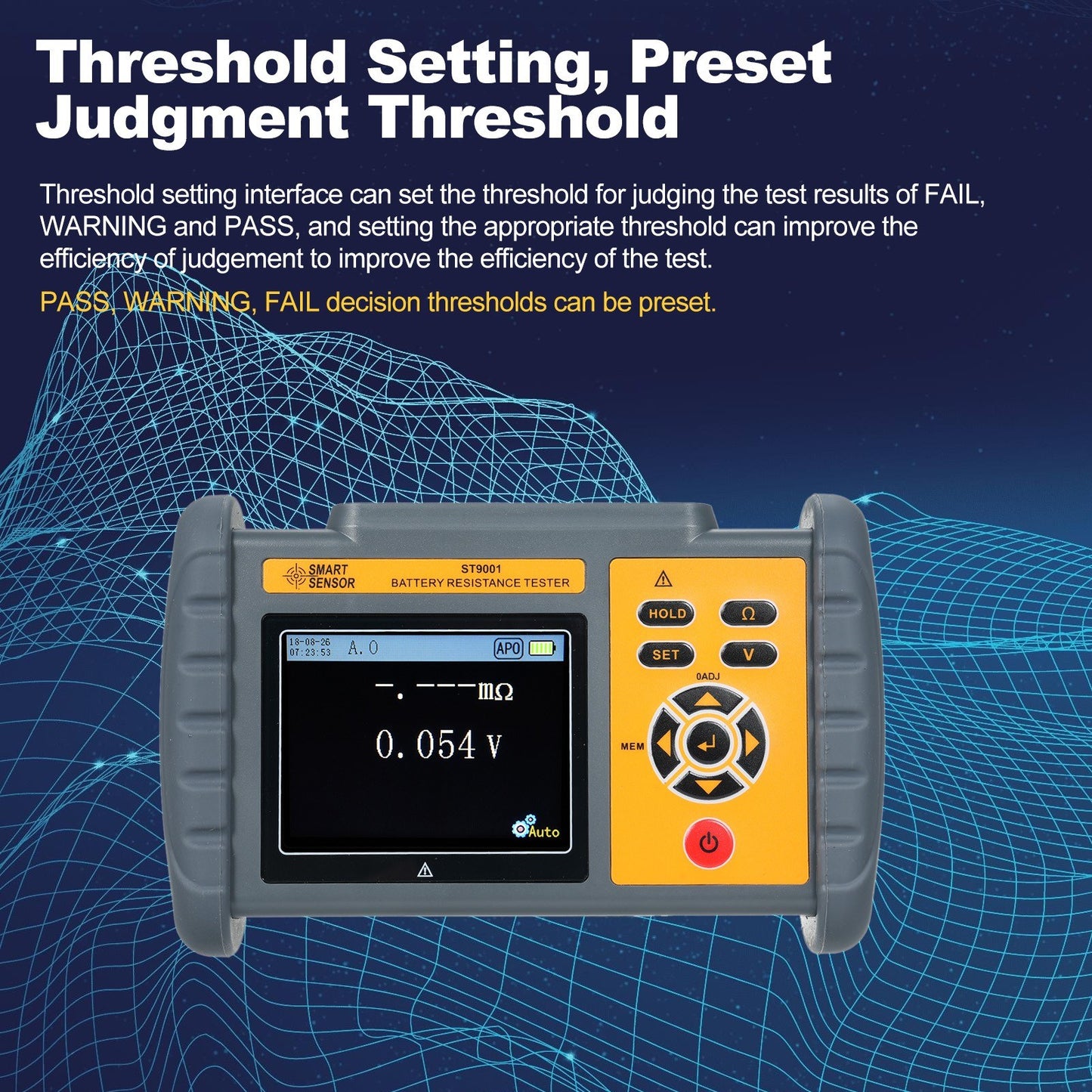 High-Precision SMART SENSOR Battery Voltage & Internal Resistance Tester with USB & Mobile Connectivity