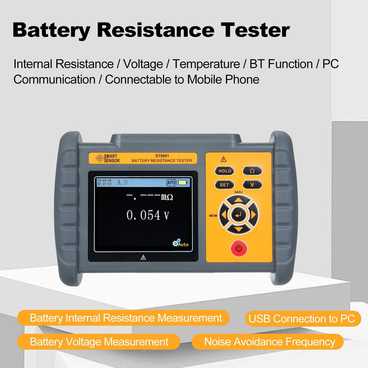 High-Precision SMART SENSOR Battery Voltage & Internal Resistance Tester with USB & Mobile Connectivity