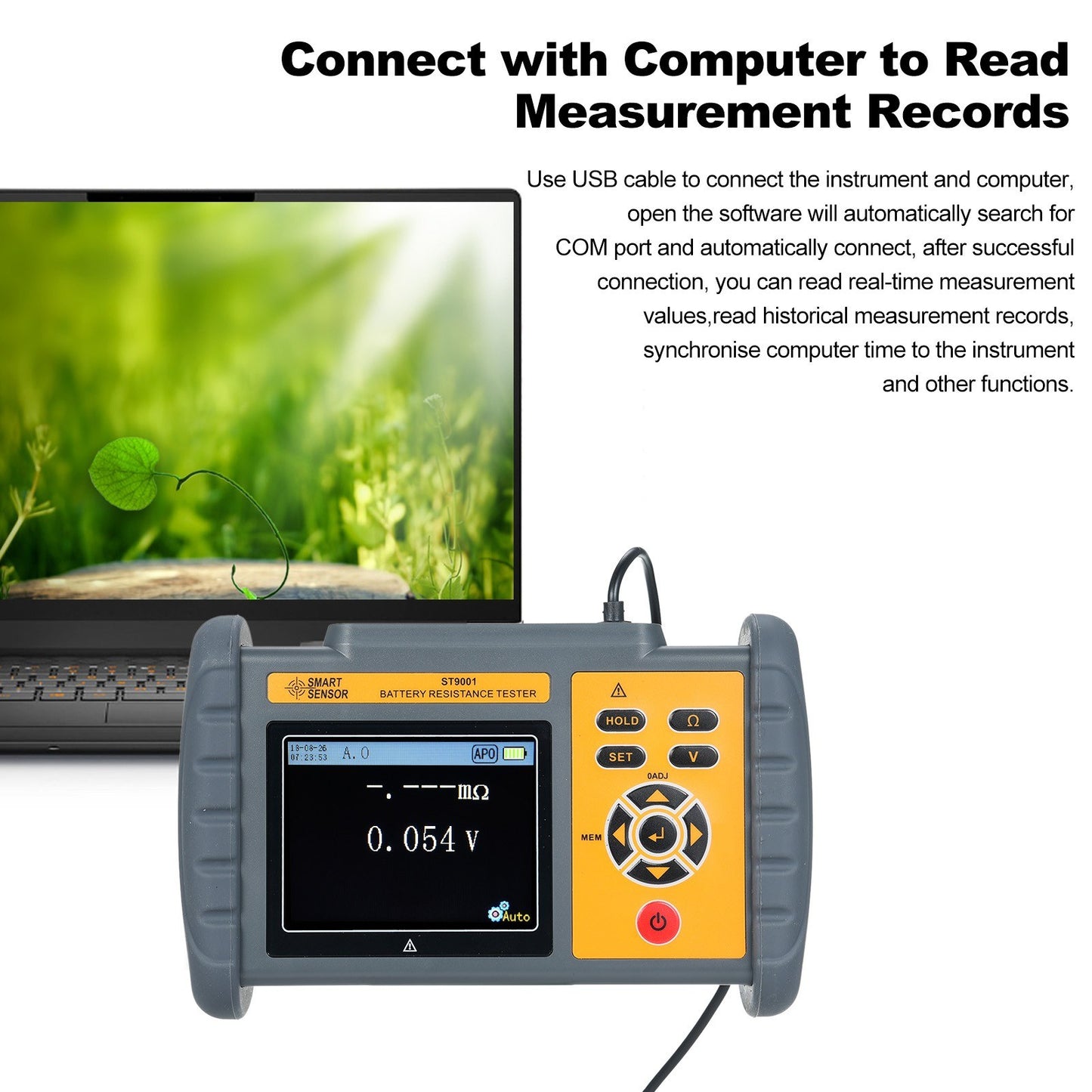 High-Precision SMART SENSOR Battery Voltage & Internal Resistance Tester with USB & Mobile Connectivity