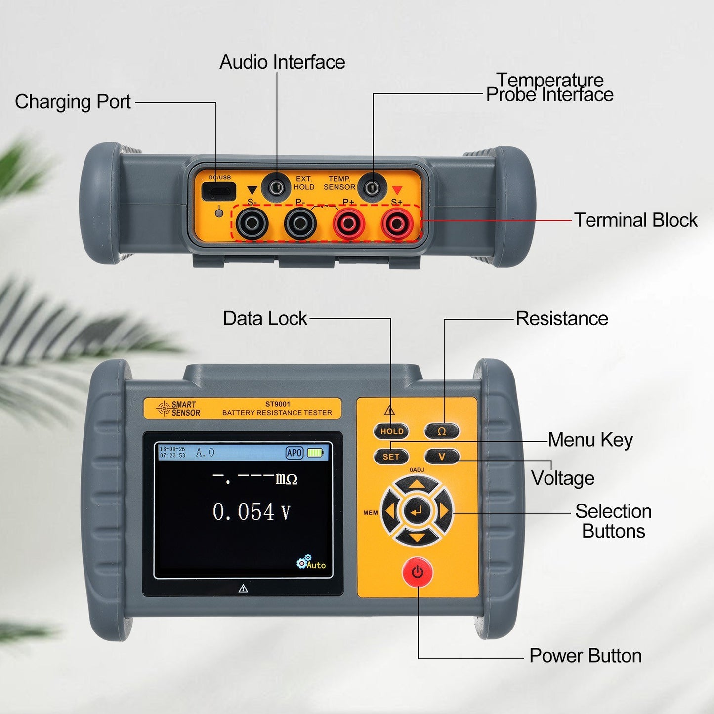 High-Precision SMART SENSOR Battery Voltage & Internal Resistance Tester with USB & Mobile Connectivity