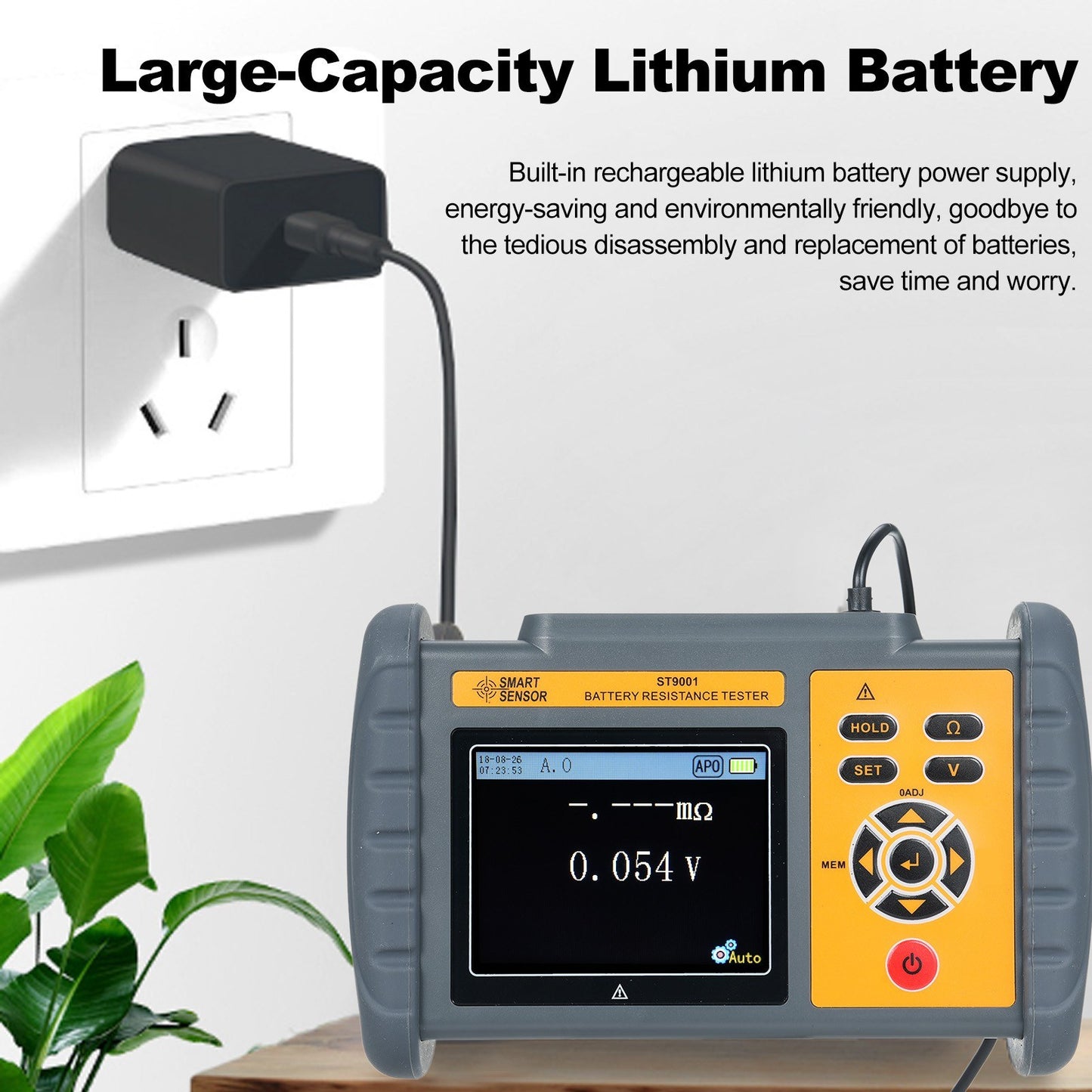 High-Precision SMART SENSOR Battery Voltage & Internal Resistance Tester with USB & Mobile Connectivity