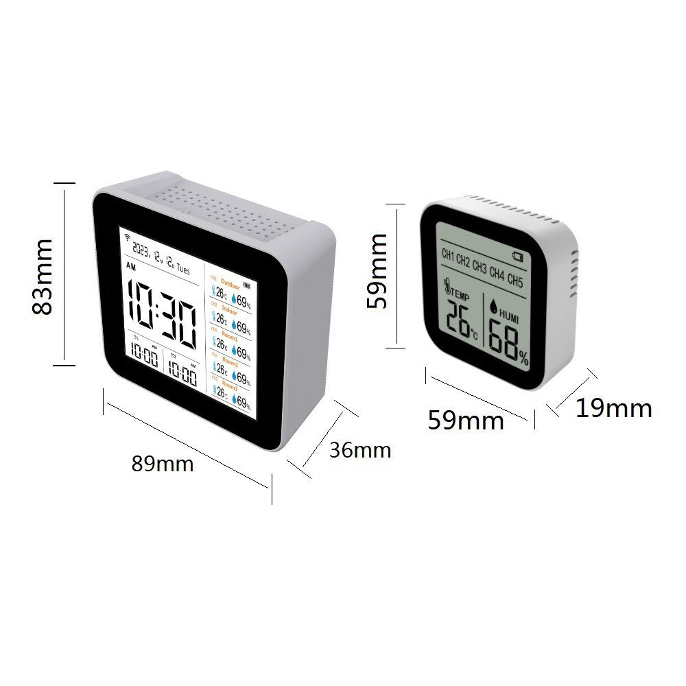 13-in-1 Tuya WiFi Smart Thermometer Hygrometer - Indoor Temperature & Humidity Monitor with Time/Calendar/Alarm, Remote App Control for Home/Office