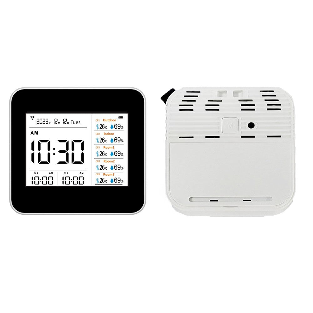 13-in-1 Tuya WiFi Smart Thermometer Hygrometer - Indoor Temperature & Humidity Monitor with Time/Calendar/Alarm, Remote App Control for Home/Office