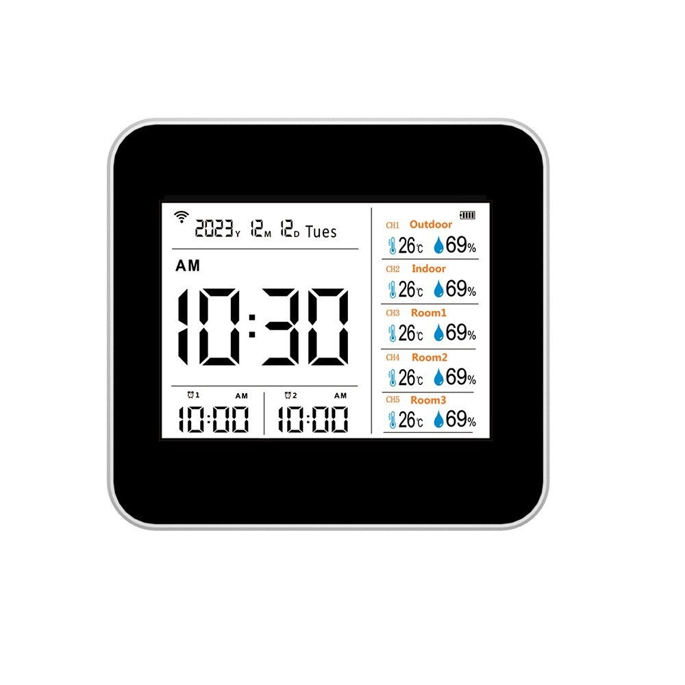 13-in-1 Tuya WiFi Smart Thermometer Hygrometer - Indoor Temperature & Humidity Monitor with Time/Calendar/Alarm, Remote App Control for Home/Office