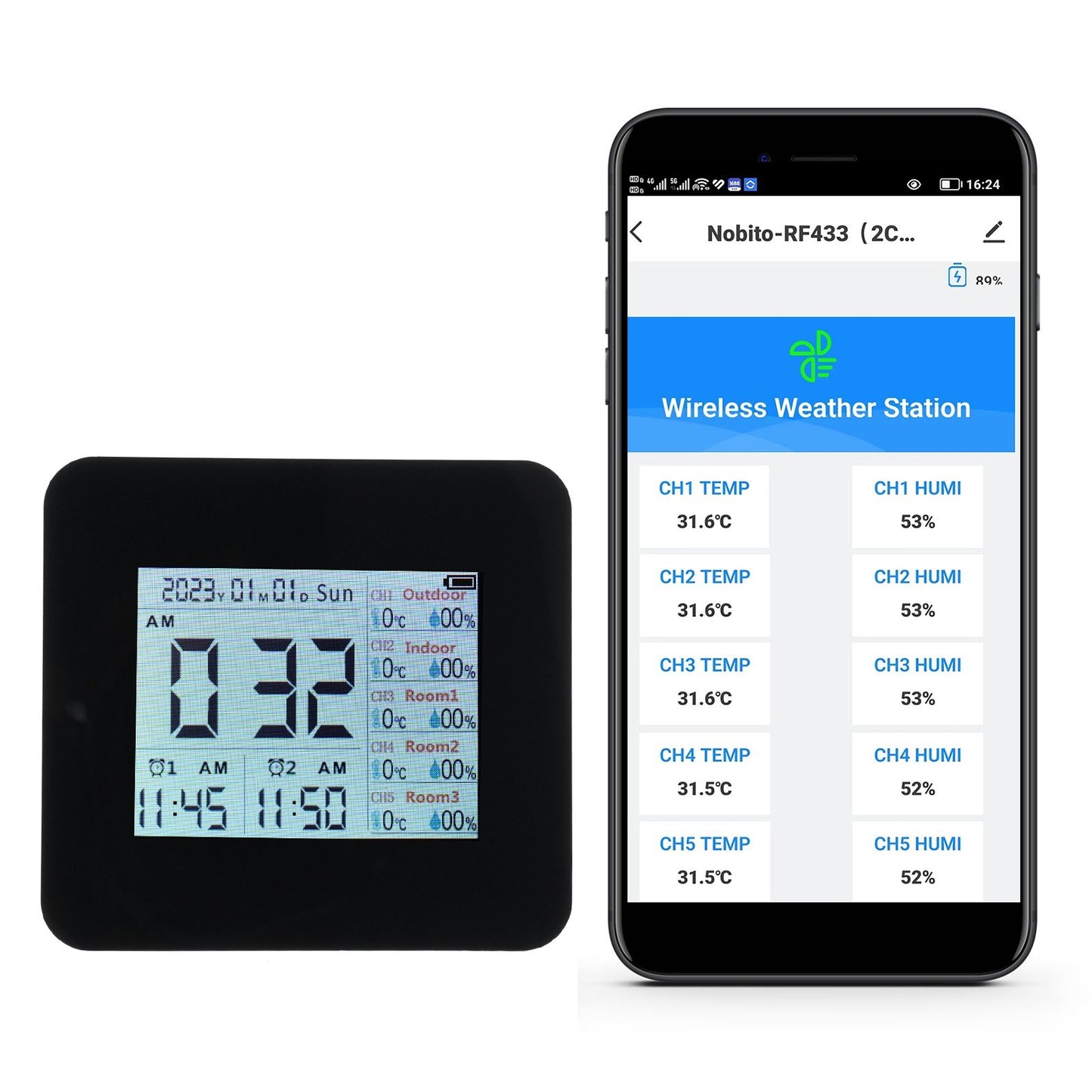 13-in-1 Wireless Weather Station: Digital Hygrometer/Thermometer with 3 Sensors, Indoor/Outdoor Temperature & Humidity Monitor, 60M Range