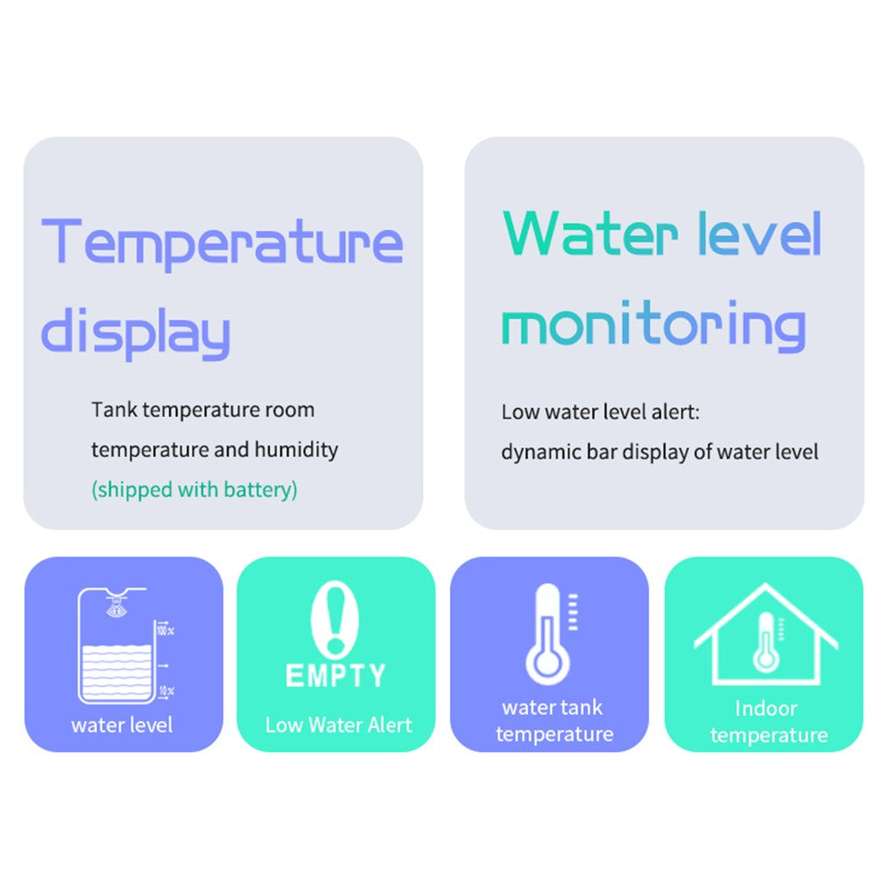 Ultrasonic Wireless Water Tank Level Gauge with Temperature Sensor and Time Display