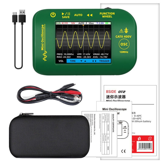 Handheld Digital Oscilloscope 2.8 TFT Display, 10MHz Bandwidth, 48MSa/S Sampling, Data Storage for DIY & Electronic Testing
