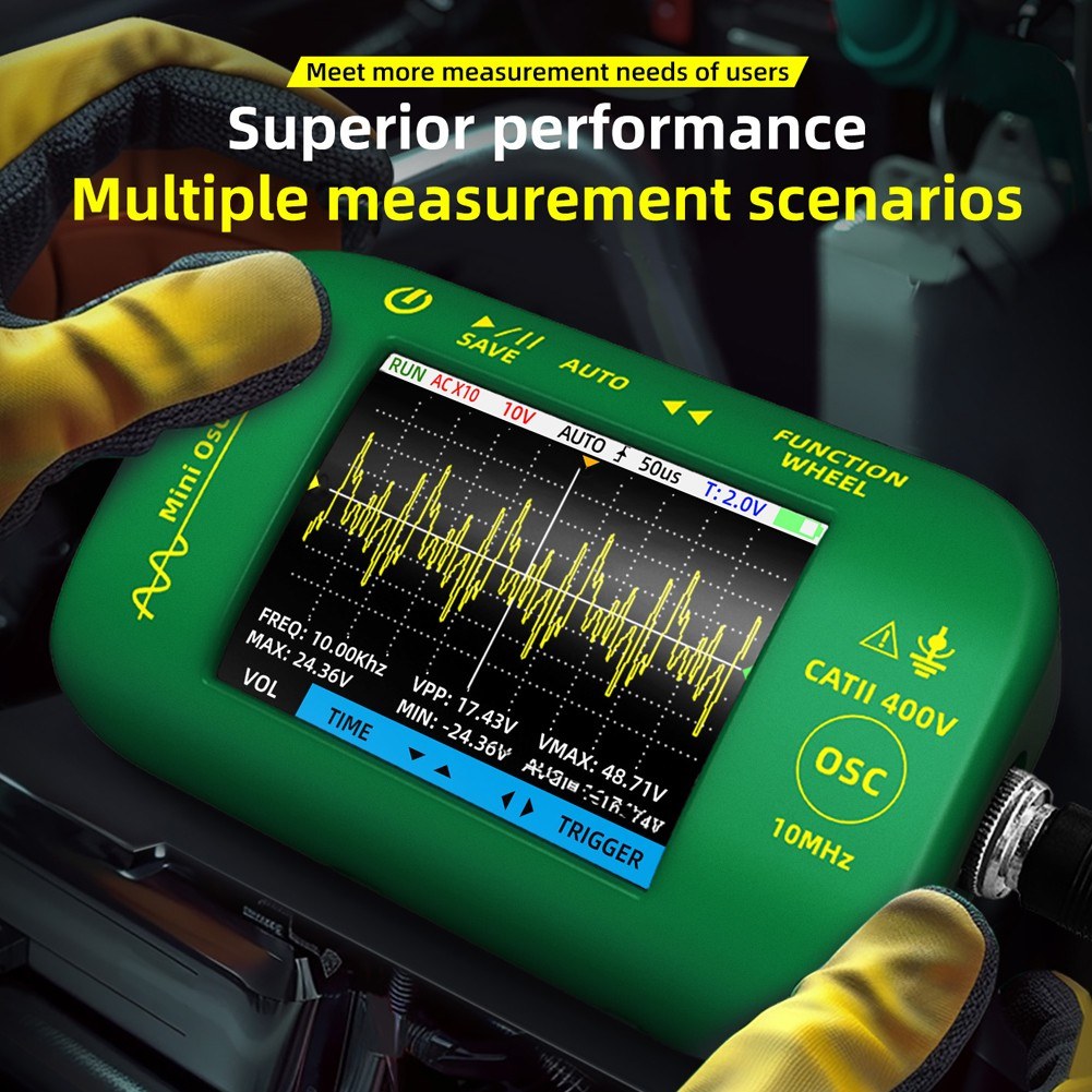 Handheld Digital Oscilloscope 2.8 TFT Display, 10MHz Bandwidth, 48MSa/S Sampling, Data Storage for DIY & Electronic Testing