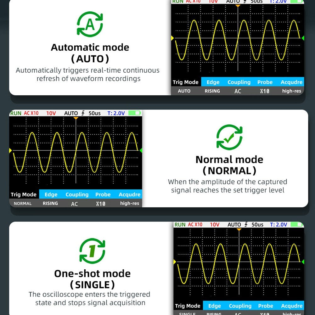 Handheld Digital Oscilloscope 2.8 TFT Display, 10MHz Bandwidth, 48MSa/S Sampling, Data Storage for DIY & Electronic Testing