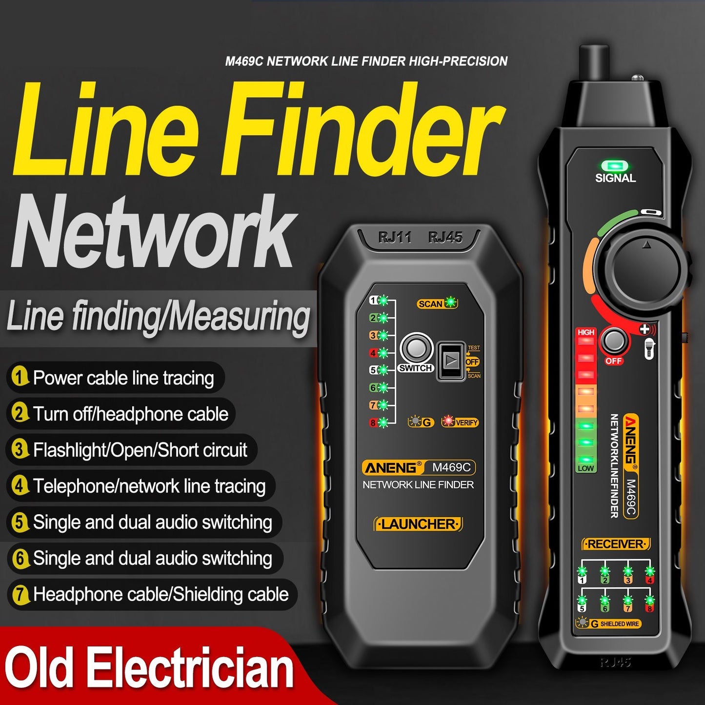 ANENG M469C Network Cable Finder & LAN Wire Tracker RJ45 RJ11 Analyzer