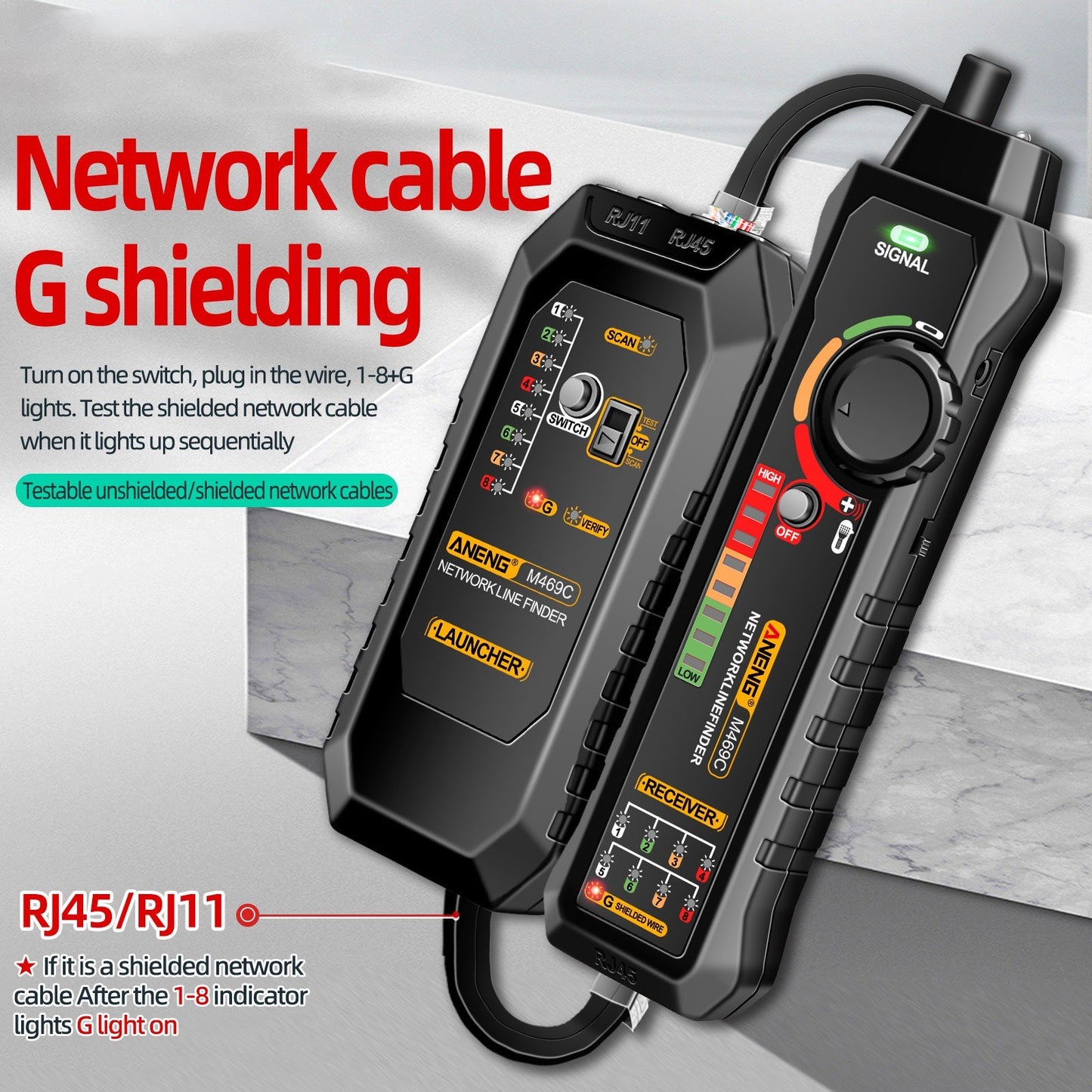 ANENG M469C Network Cable Finder & LAN Wire Tracker RJ45 RJ11 Analyzer